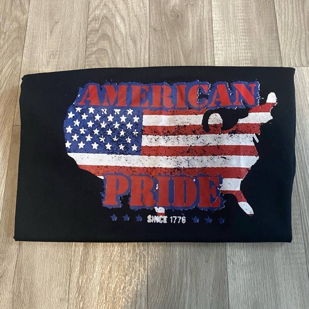NWT American Legends Men’s Tee XL Black with American Flag Graphics